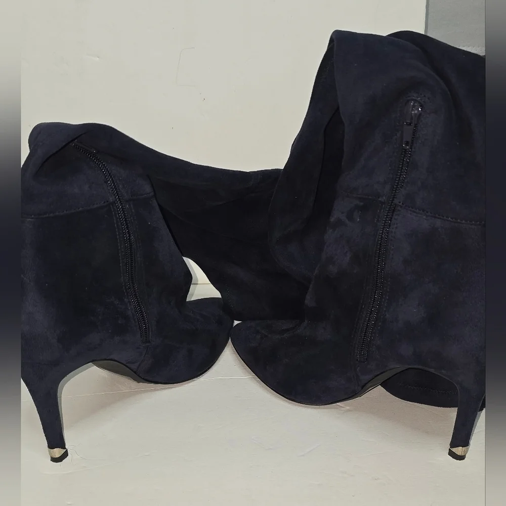 Call It SPRING Womens Dark Blue Knee High Boots Heels Pumps Size 8.5